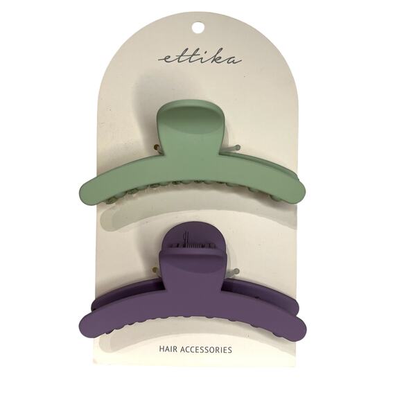 Ettika Revolve Large Flat Weekend Warrior Hair Claw Clips 2 Pack In Purple Green - Picture 1 of 7